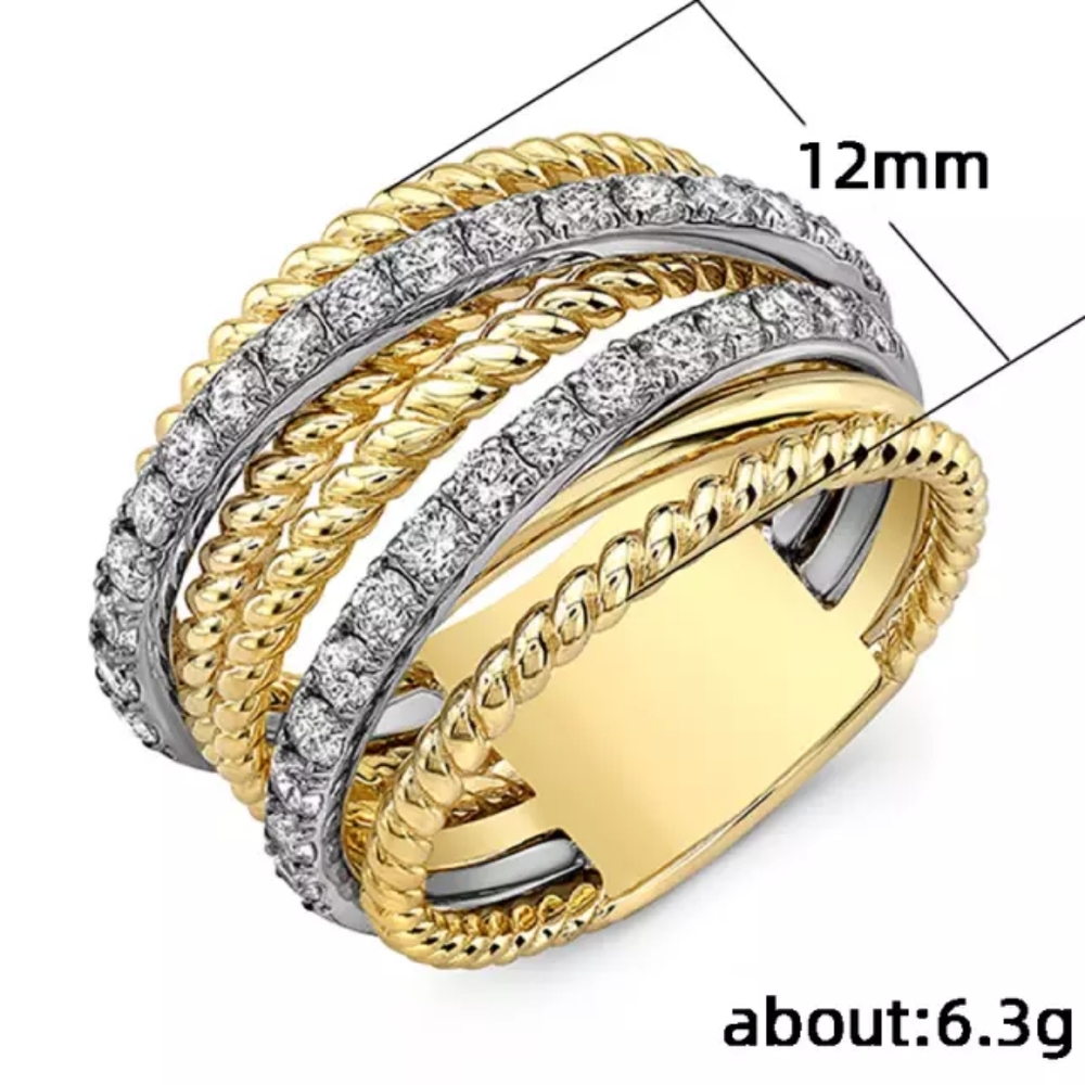 New Unisex Two Tone Stackable Diamond Ring - Picture 2 of 2